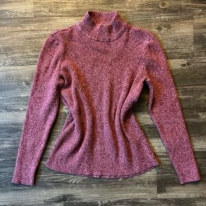 Pink and burgundy mock neck sweater
